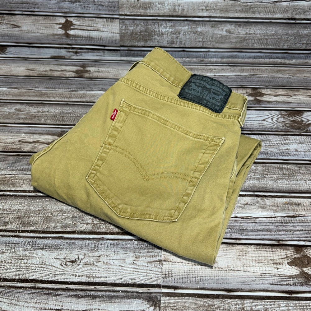 Levi's 514 Straight Leg Pants Mens 34x27 Actual Brown Khaki Twill Denim Jeans